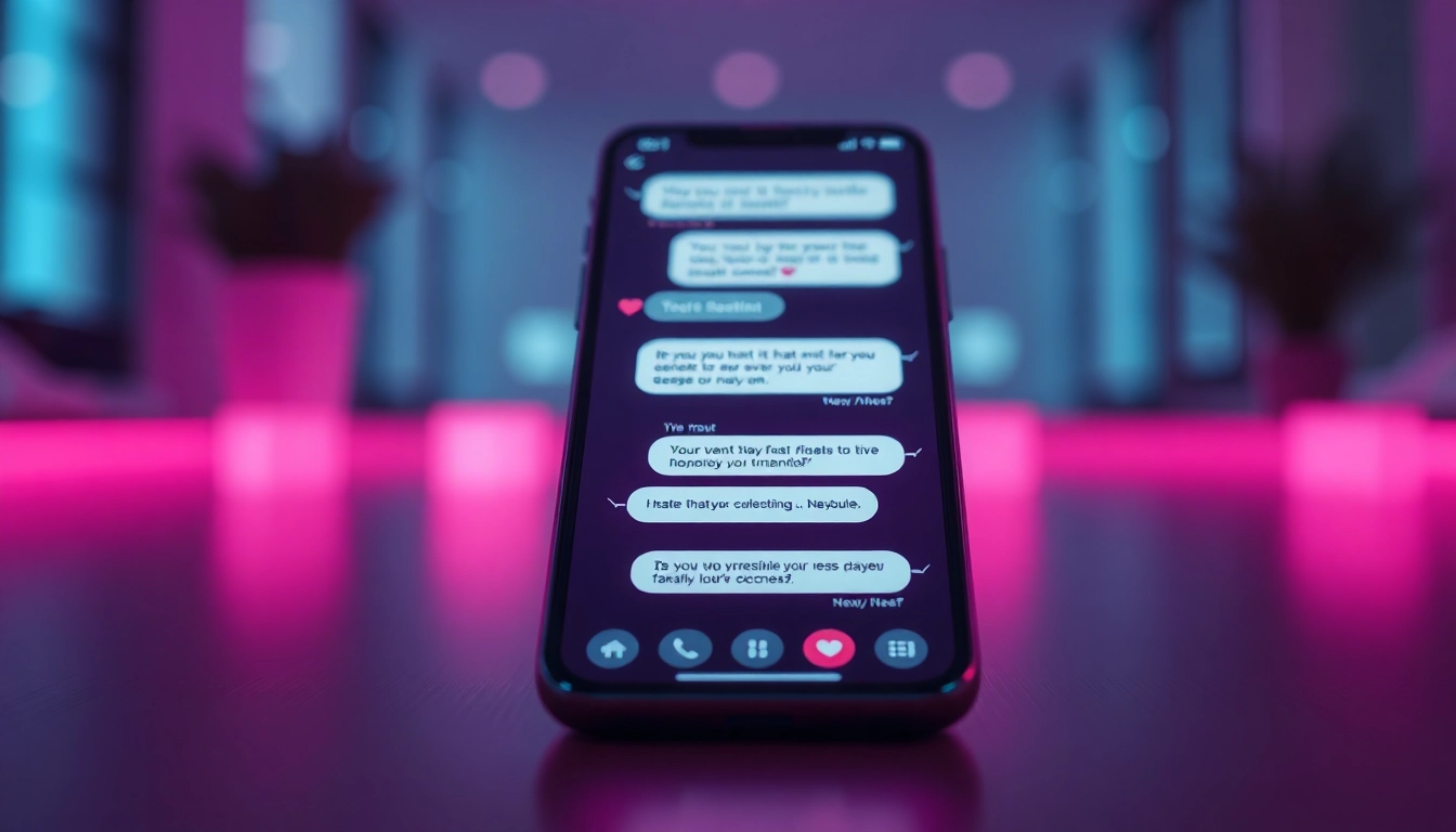 Sexting AI chatbot interface displaying flirty messages with playful emojis, evoking intimacy in a digital conversation.