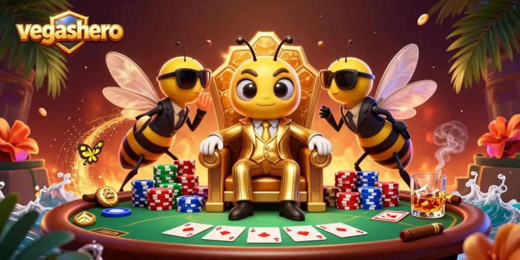 Experience the thrilling games at vegashero Casino with vibrant characters and poker action in 3D.