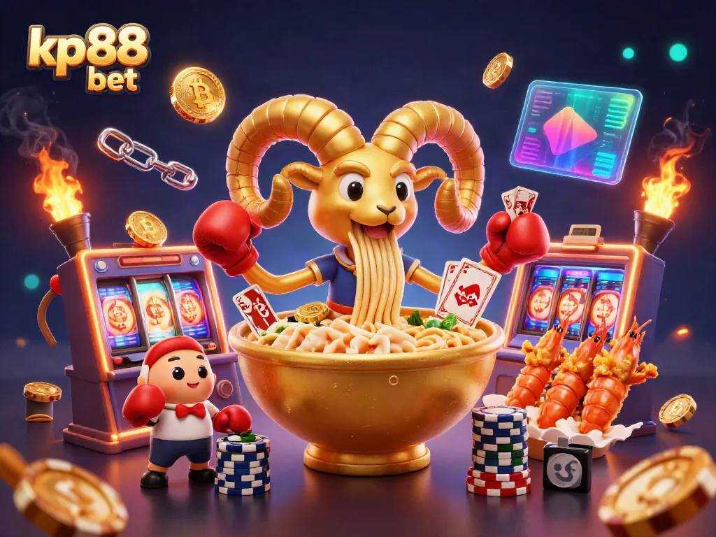 Engage with kp88 bet in a lively casino environment featuring animated characters and glowing coins.