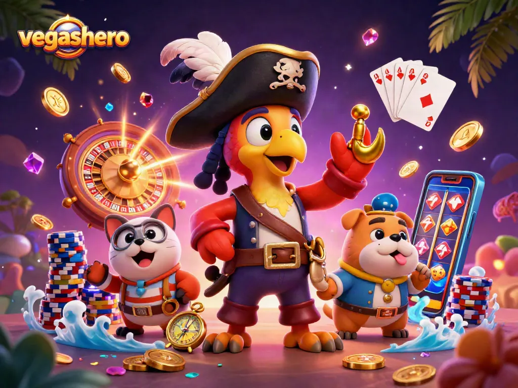 Experience the excitement of vegashero with a lively casino scene featuring engaging characters and dynamic game elements.