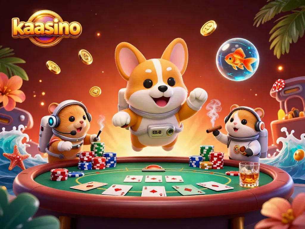Kaasino offers a thrilling floating casino adventure with an astronaut corgi, poker action, and vibrant 3D artistry.