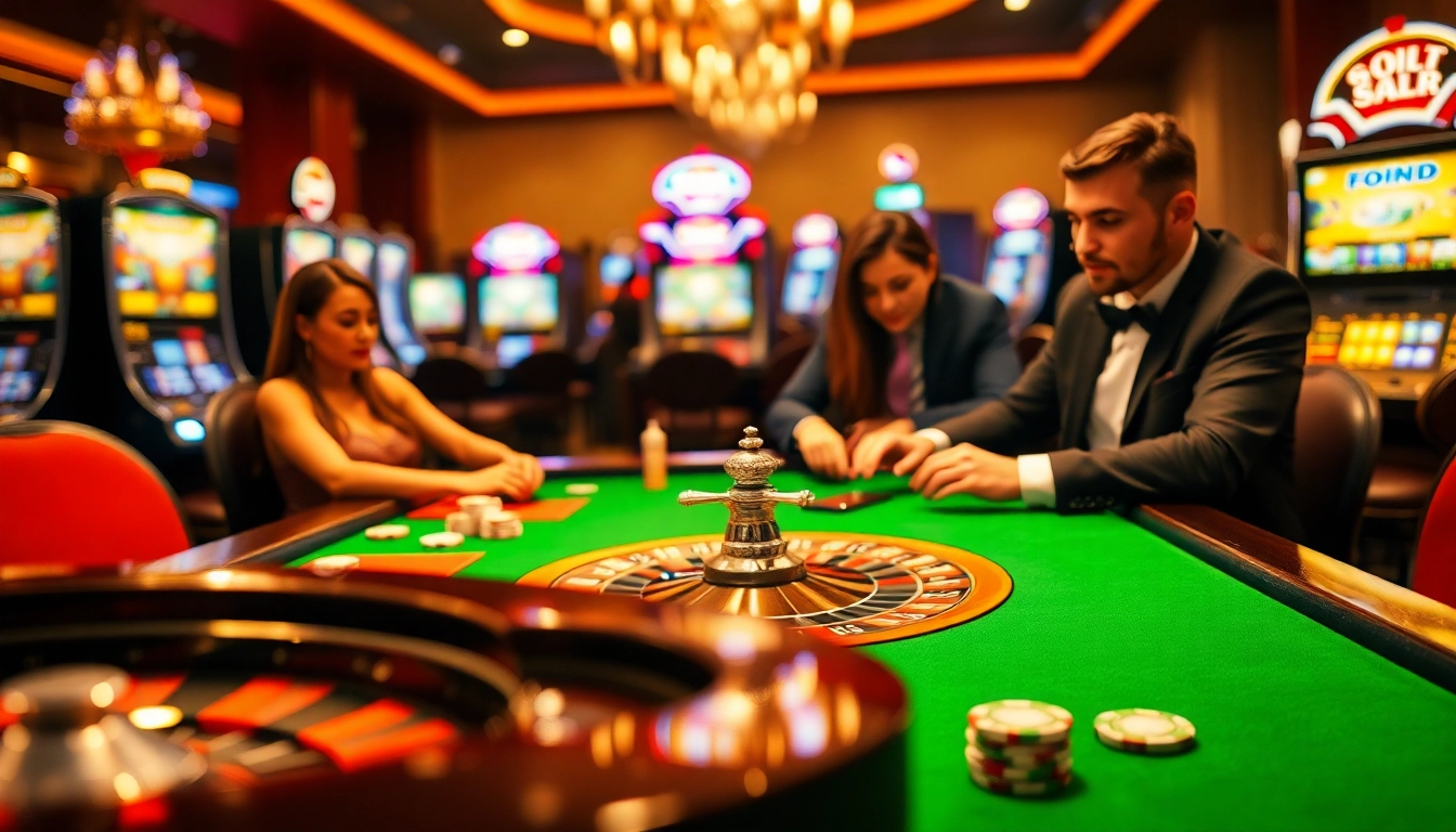 Good88 branded poker chips on a lively casino table amidst a strategic game atmosphere.
