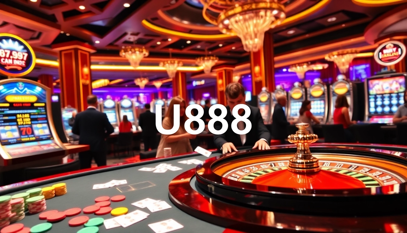 Players enjoying a thrilling roulette game at U8888 casino, surrounded by colorful chips and elegant decor.