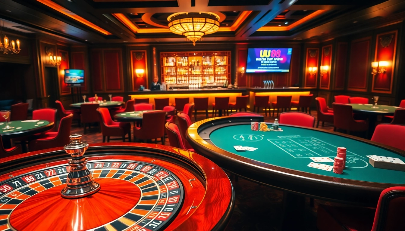 Experience the thrill of UU 88 at this luxurious casino featuring vibrant roulette and poker action.