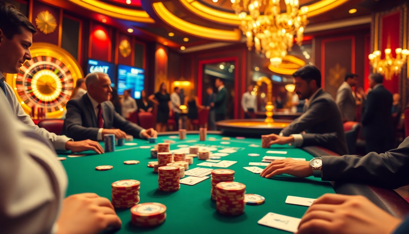 Players compete intensely at the ku88 pro poker table, showcasing chips and cards in an exciting casino environment.