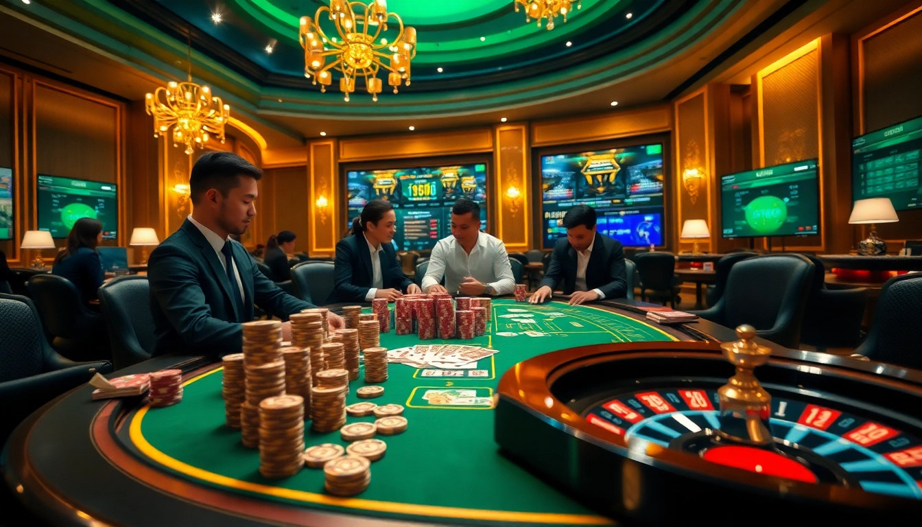 Engaging poker game at https://nk88net.com/ showcasing vibrant chips and cards.