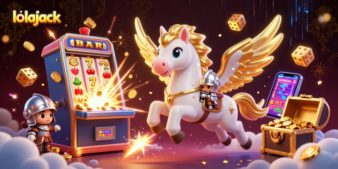 Experience the thrill of lolajack with a vibrant 3D casino scene showcasing jackpots, games, and excitement.