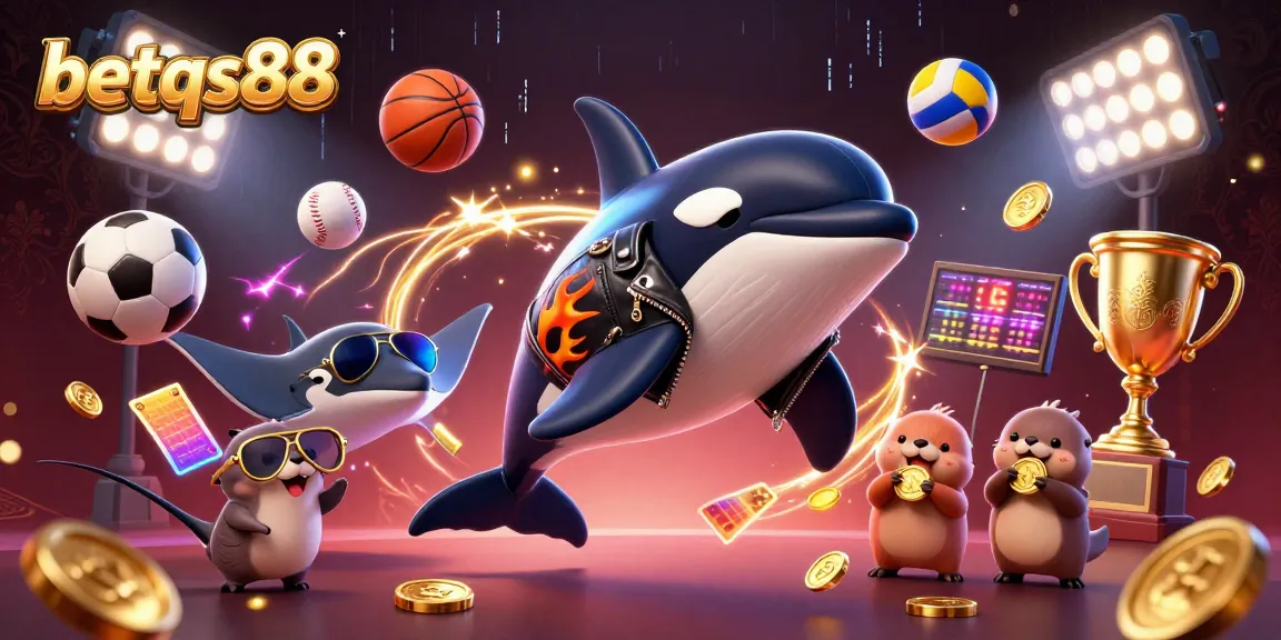 Experience the thrill of betqs88 with dynamic gambling action in a vibrant, playful 3D scene.
