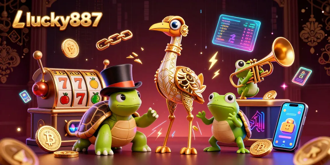 Spin to win big at lucky887 with vibrant slot elements and animated characters, creating an exciting casino atmosphere.