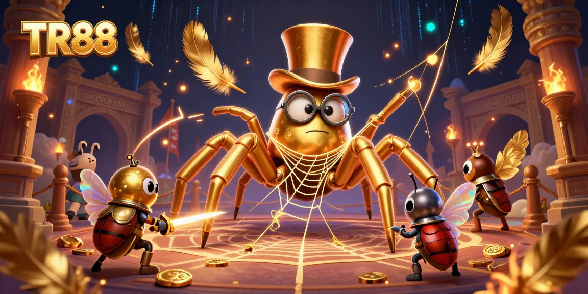 Engage in gaming adventures with TR88 in a thrilling 3D illustration of a casino adventure.