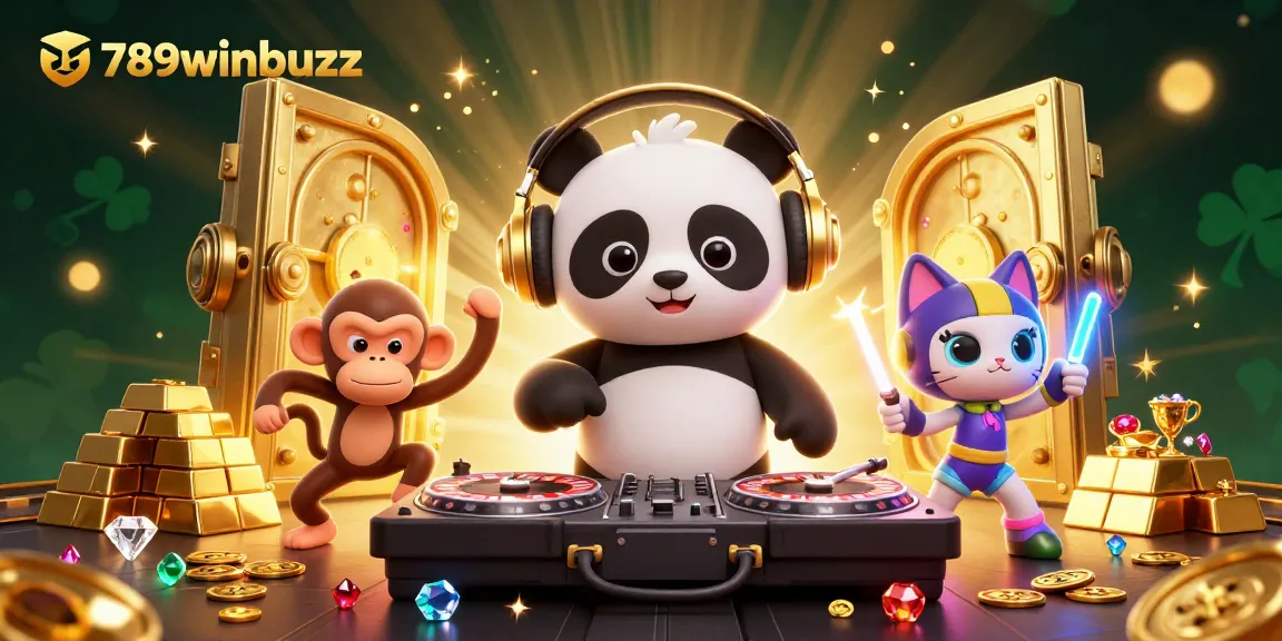 Experience the energy of 789winbuzz with a vibrant 3D casino scene featuring playful characters and vibrant game elements.